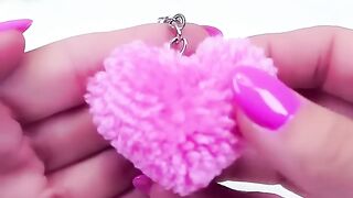 Easy craft ideas - DIY Pom Pom heart keychain #shorts #craft #artandcraft #youtubeshorts #art #diy.