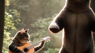 Romantic atmosphere of cats and bears