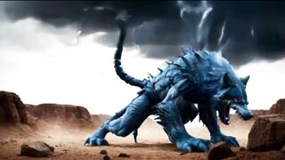 The wolf-headed beast roars