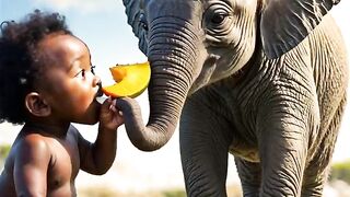 Babys mit Babytieren aus aller Welt ein Picknick machen