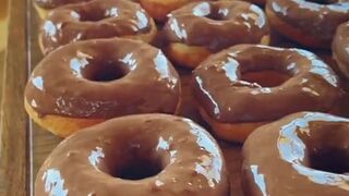 Making chocolate donuts