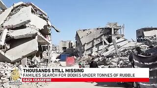 Gaza civil defence team search the rubble for remains of Palestinians killed in Israeli attacks