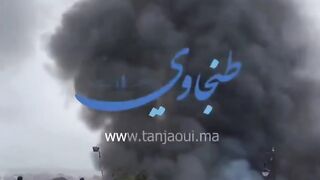 Fire in a food and clothing market in Tangier