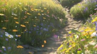 view soft music green , flowers