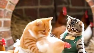 Cat funny cooking