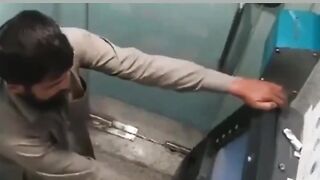 A man forcefully retrieved his card