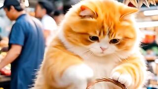 A cat cooking by fish