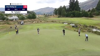 Australian cricket legend Ricky Ponting shows his golfing skills.