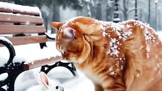 Funny cat video/ play snow
