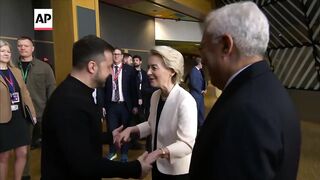 Zelenskyy arrives for emergency EU summit in Brussels.