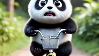 Panda and kitten accident moment