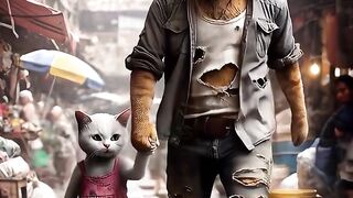 Poor cat father and cat son