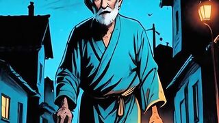 An old blind man Holding a Lantern in his Hand