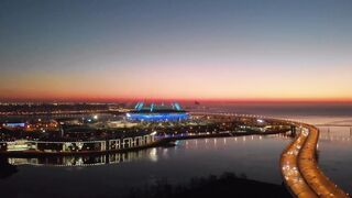 One of the most beautiful sunsets on a frosty Saint-Petersburg day