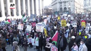 Protesters demand release of Palestinian activist after his arrest by ICE at Columbia University.