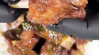 The most tender pork ribs in a frying pan