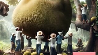 Giant jack fruit harvest