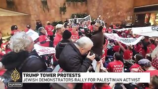 Trump tower protests; Jewish demonstrators rally for Palestinian activist.