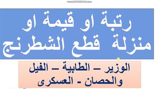 رنبة وفيمة القطعة فى الشطرنج