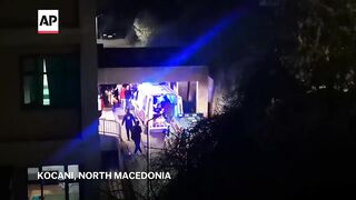 Interior minister addresses media after massive fire at a nightclub in North Macedonia.