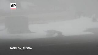 Heavy snowstorm hits Russia’s Arctic city of Norilsk.
