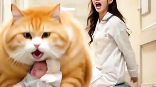 Kids and cat are playing