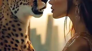 Animal and girl fusion ai video