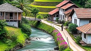 village on the river bank