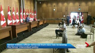 Senior military officer removed from new role reviewing misconduct in Canadian Forces.