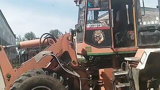 A wheel was stolen from a loader while the driver was asleep