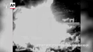 Israeli military footage of strikes on targets in southern Lebanon.