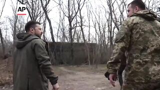Ukrainian President Zelenskyy visits the frontline in Kharkiv.