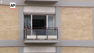Pope Francis seen by cheering public for first time since hospital admission.