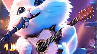 cat playing musical instruments