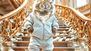 Rich bunny dancing