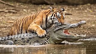 Tiger Eating Crocodile