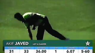 Akif Javed 1st over in ODI career