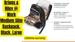 Briggs & Riley @ Work Medium Slim Backpack, Black, Large