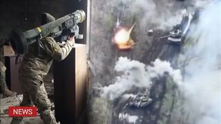 Ukraine troops use FGM-148 Javelin destroy Russian tanks in banks Dnipro river
