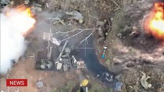 Ukrainian drones drop bombs on Russian soldiers in frozen trenches