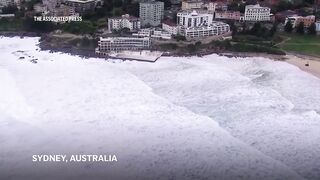 Huge waves cause damage at Sydney's iconic Bondi Beach.
