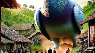 A big pigeon enters the village | True story of the pigeon and the hen  #ai #hen #pigeon #farmer