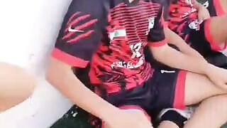 Arabic School boys ready to play football game