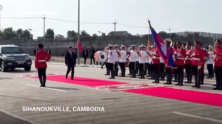 Cambodia prime minister attends opening of new Chinese naval base.