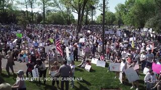 Protesters hold 'Hands Off!' rally against Trump and Elon Musk in Charlotte.