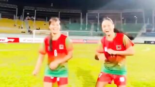 Rituparna Chakma and Monika Chakma Celebrating their SAFF Championship