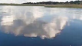 Fishing on Lake Selyava. Fishing from boat to float