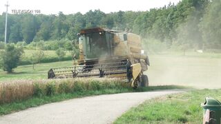 Harvester machine working