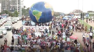 Thousands of Indigenous march in Brazil demanding that their territory be protected.