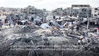 Many displaced families without shelter after Israel bombs area with dozens of tents in Khan Younis.